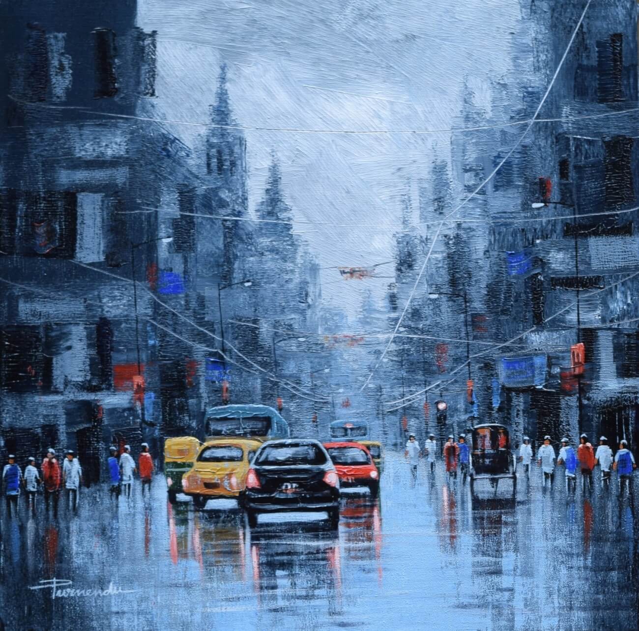 Artflute.com | Acrylic Painting by Purnendu Mandal | City ...