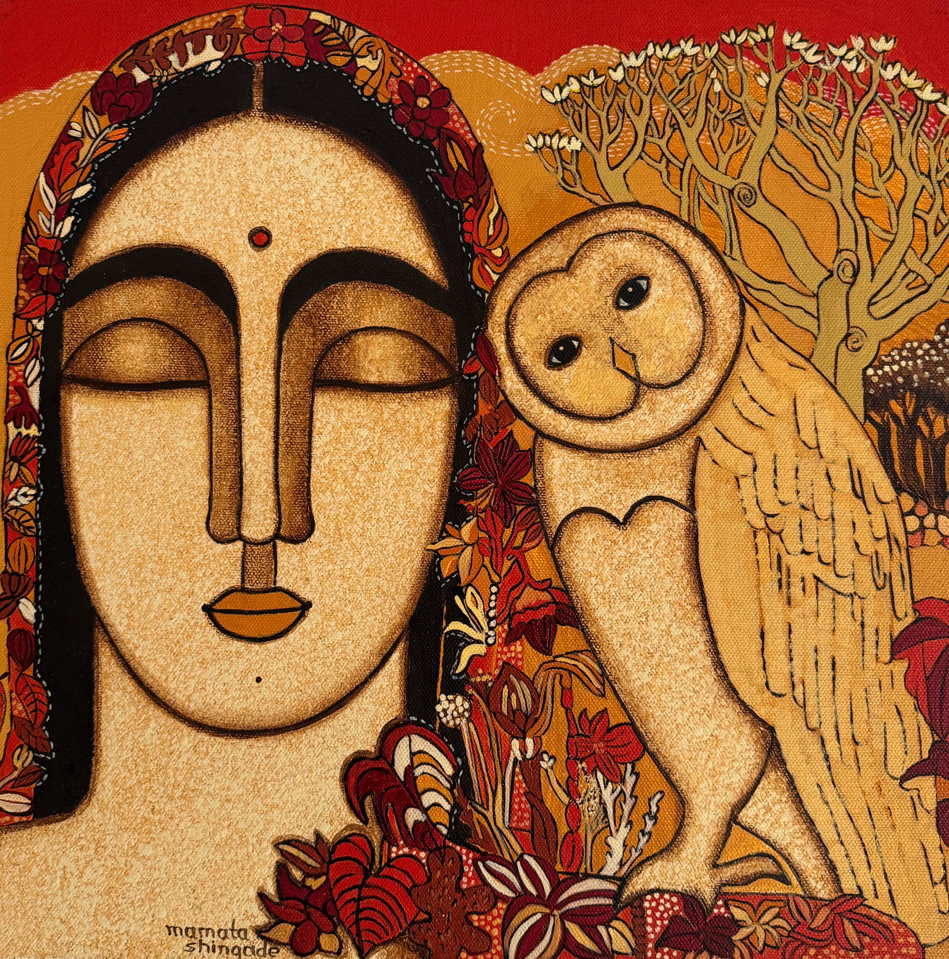 Lady with Owl by Mamata Shingade